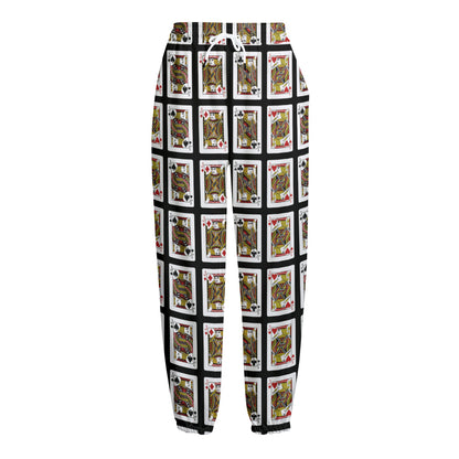 Four Jacks Playing Cards Pattern Print Fleece Lined Knit Pants