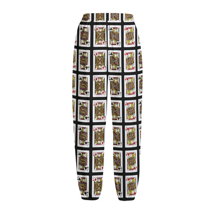 Four Jacks Playing Cards Pattern Print Fleece Lined Knit Pants