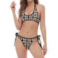 Four Jacks Playing Cards Pattern Print Halter Scoop Tie Side Bikini