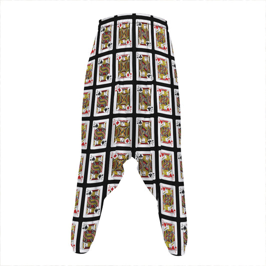 Four Jacks Playing Cards Pattern Print Hammer Pants