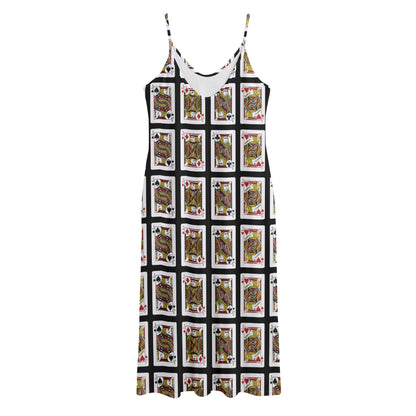 Four Jacks Playing Cards Pattern Print Jersey Midi Cami Dress
