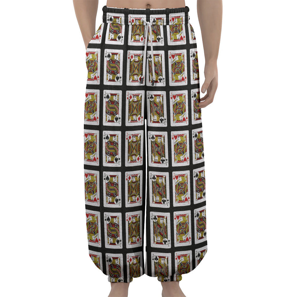 Four Jacks Playing Cards Pattern Print Lantern Pants