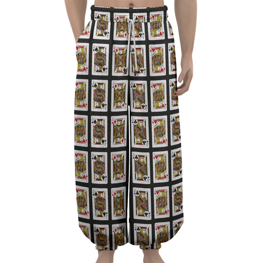 Four Jacks Playing Cards Pattern Print Lantern Pants