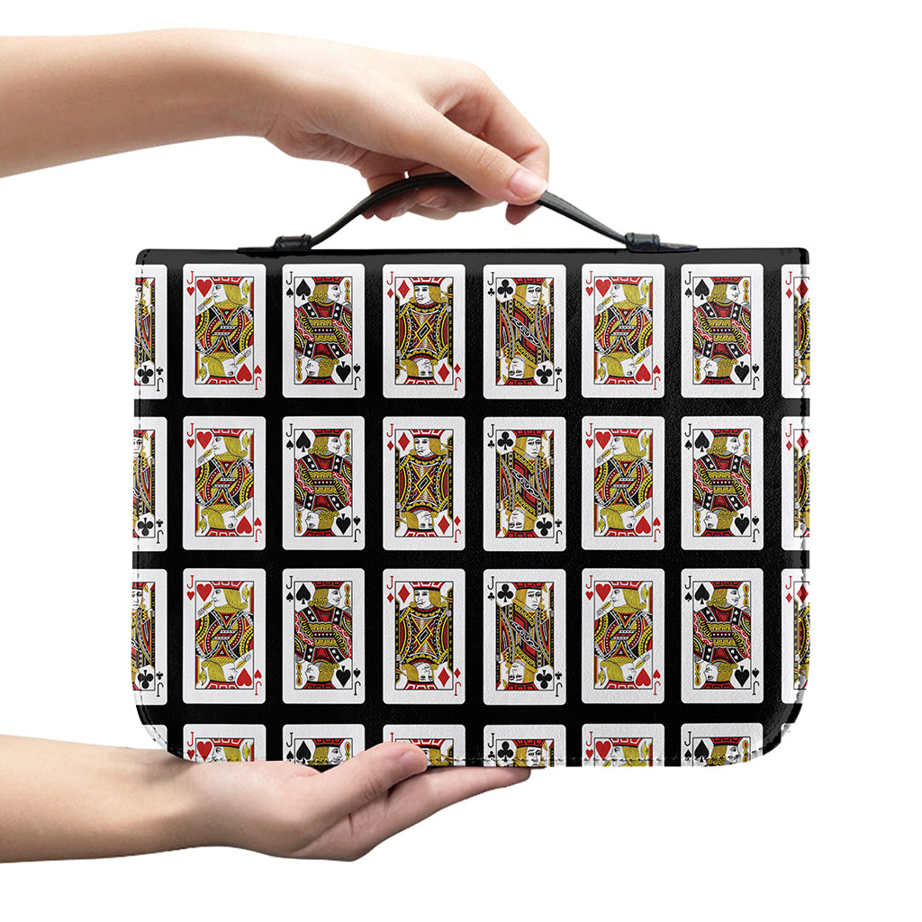 Four Jacks Playing Cards Pattern Print Leather Bible Cover