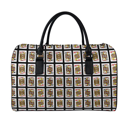 Four Jacks Playing Cards Pattern Print Leather Duffle Bag