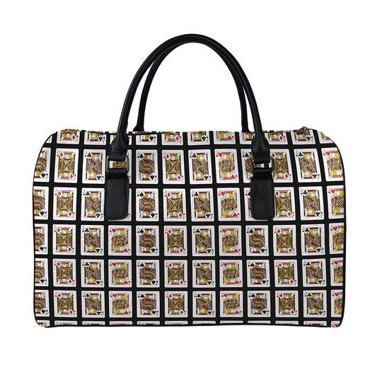 Four Jacks Playing Cards Pattern Print Leather Duffle Bag