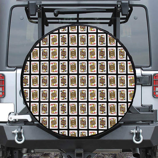 Four Jacks Playing Cards Pattern Print Leather Spare Tire Cover