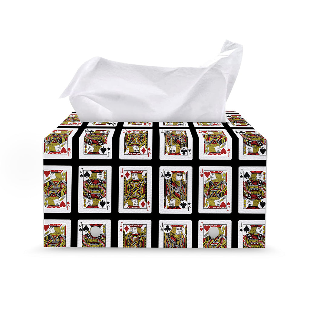 Four Jacks Playing Cards Pattern Print Leather Tissue Box Cover