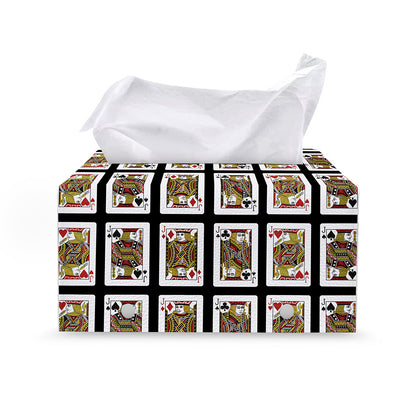 Four Jacks Playing Cards Pattern Print Leather Tissue Box Cover