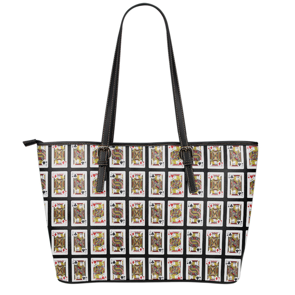 Four Jacks Playing Cards Pattern Print Leather Tote Bag