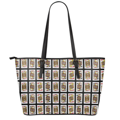Four Jacks Playing Cards Pattern Print Leather Tote Bag
