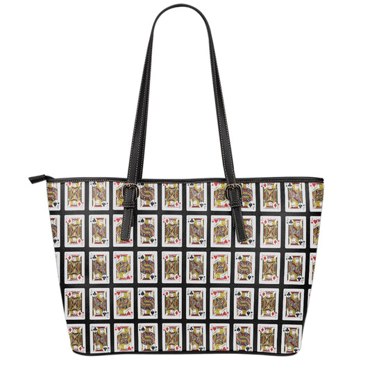 Four Jacks Playing Cards Pattern Print Leather Tote Bag