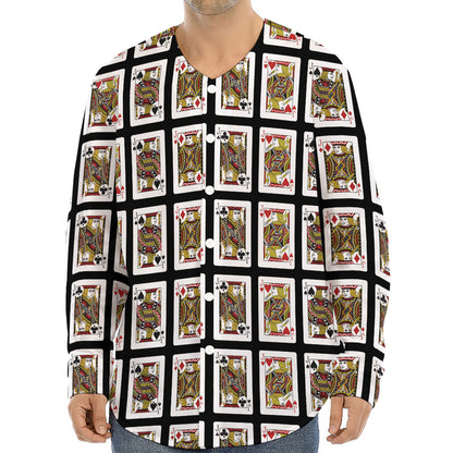 Four Jacks Playing Cards Pattern Print Long Sleeve Baseball Jersey