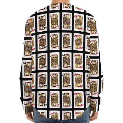 Four Jacks Playing Cards Pattern Print Long Sleeve Baseball Jersey