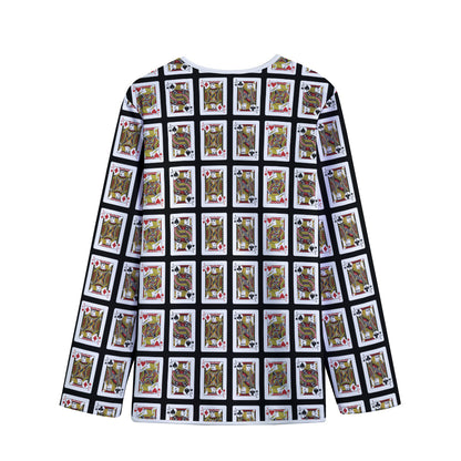 Four Jacks Playing Cards Pattern Print Long Sleeve Short Coat