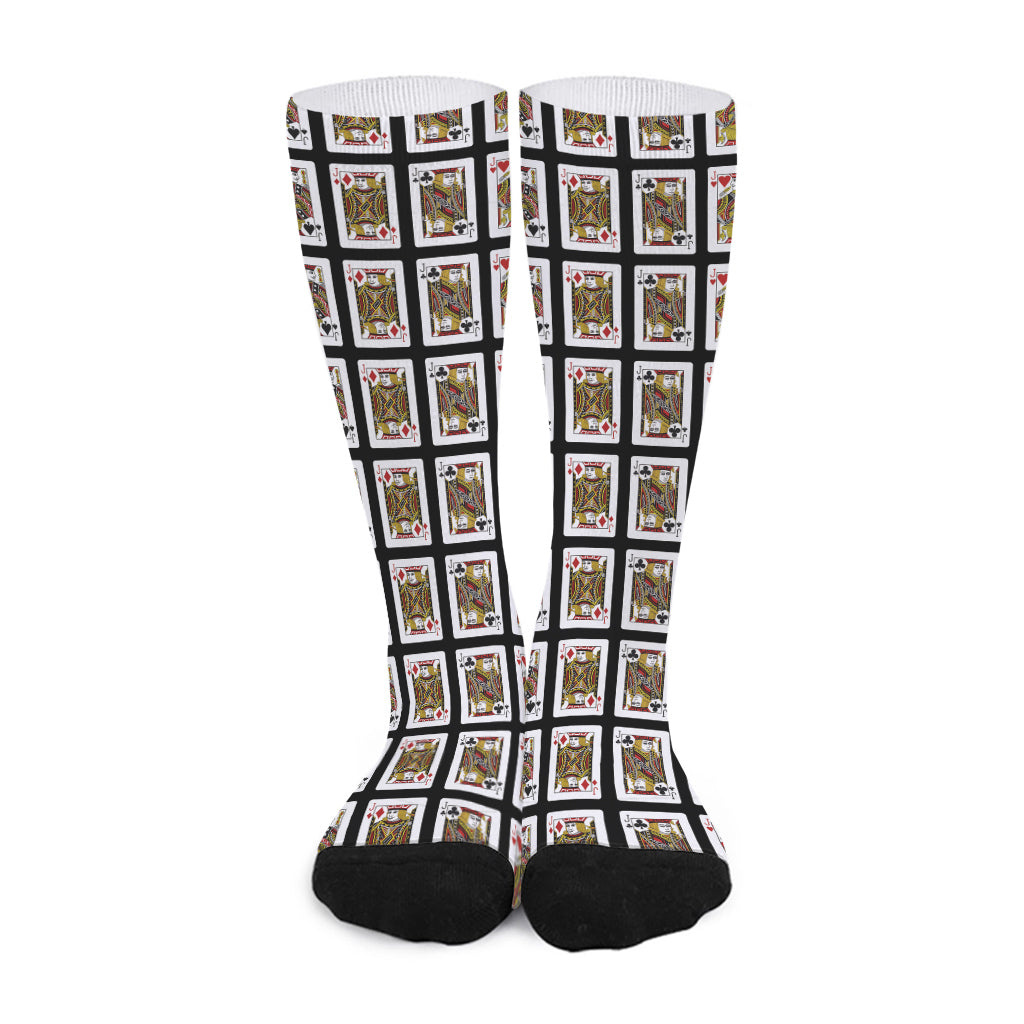Four Jacks Playing Cards Pattern Print Long Socks