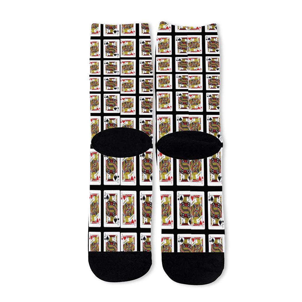 Four Jacks Playing Cards Pattern Print Long Socks