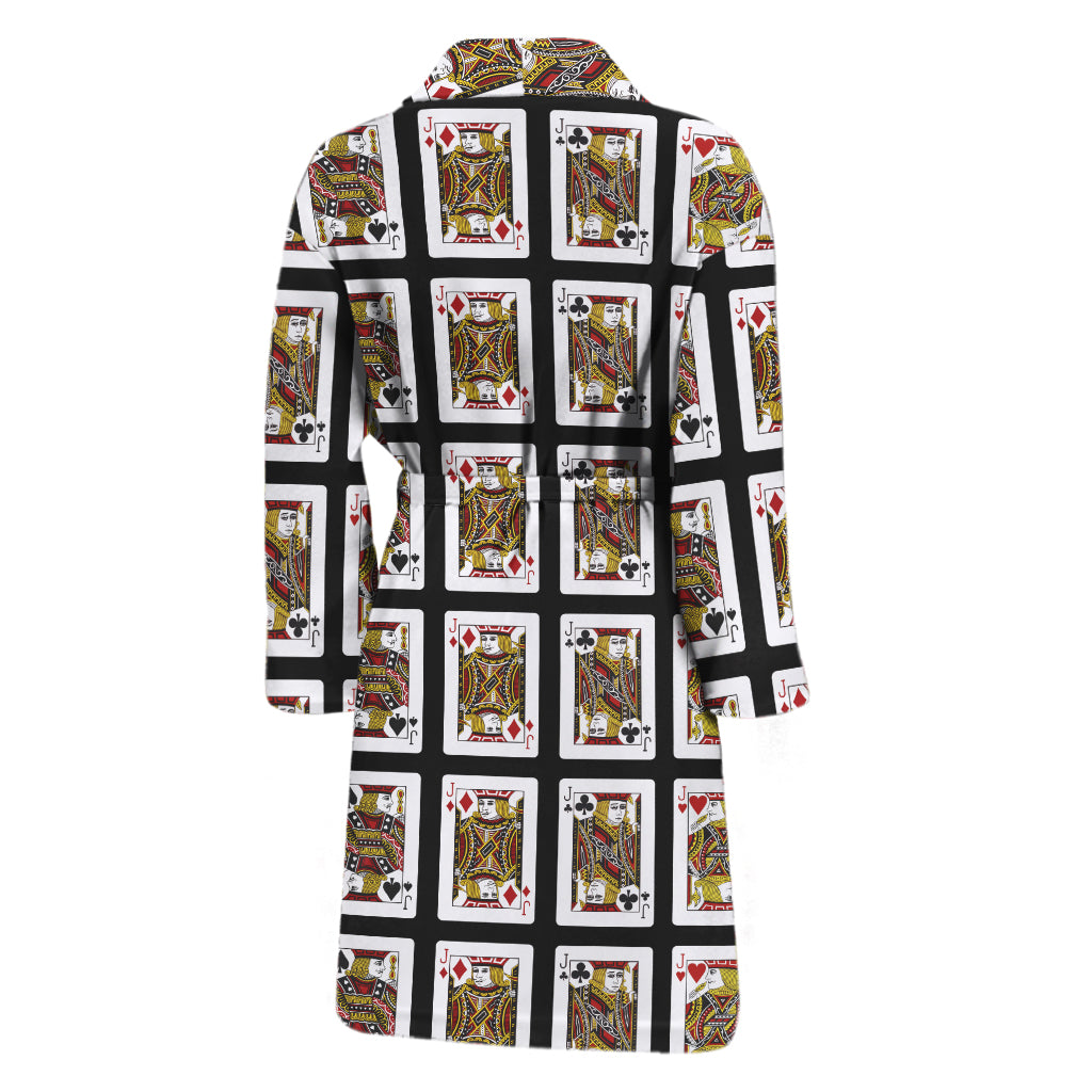 Four Jacks Playing Cards Pattern Print Men's Bathrobe
