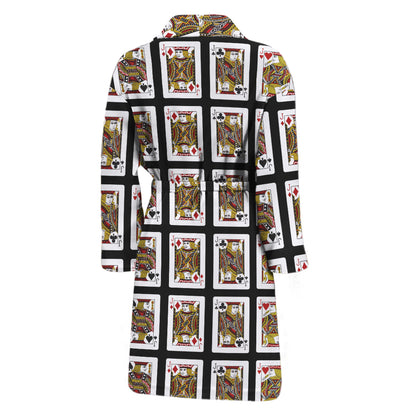 Four Jacks Playing Cards Pattern Print Men's Bathrobe