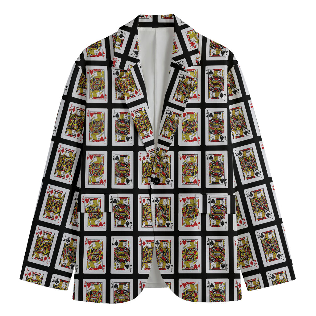 Four Jacks Playing Cards Pattern Print Men's Cotton Blazer