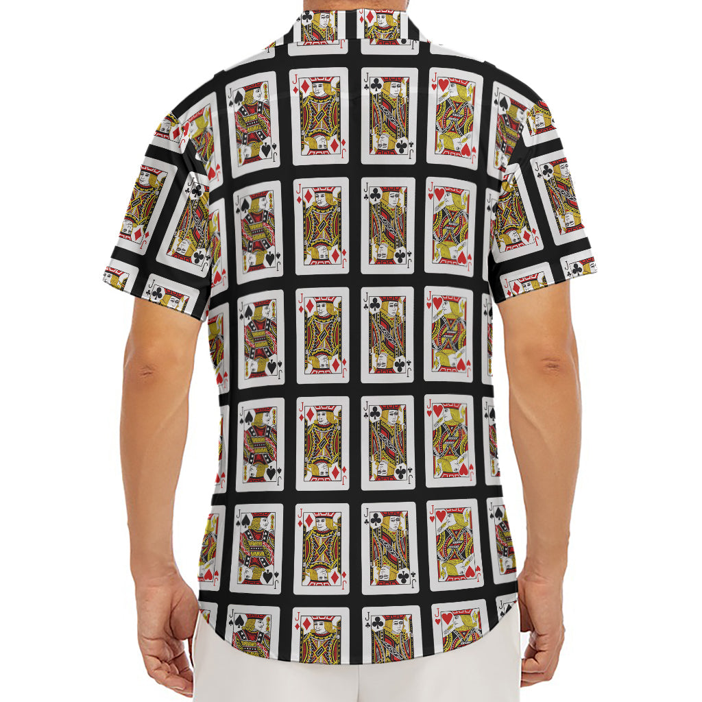 Four Jacks Playing Cards Pattern Print Men's Deep V-Neck Shirt