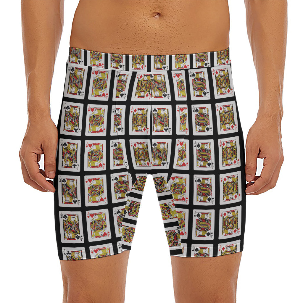 Four Jacks Playing Cards Pattern Print Men's Long Boxer Briefs
