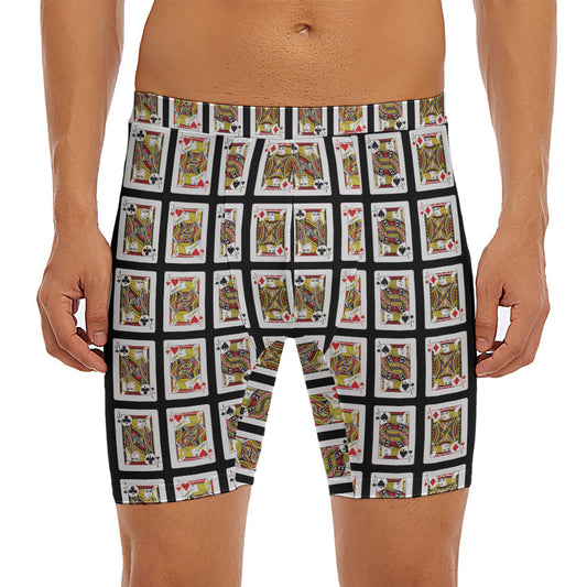 Four Jacks Playing Cards Pattern Print Men's Long Boxer Briefs