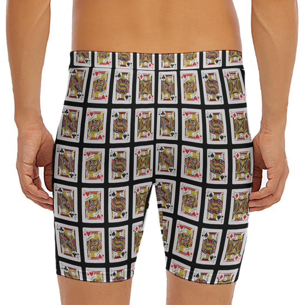 Four Jacks Playing Cards Pattern Print Men's Long Boxer Briefs