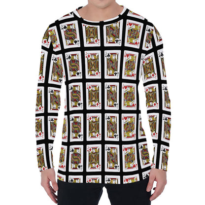 Four Jacks Playing Cards Pattern Print Men's Long Sleeve T-Shirt
