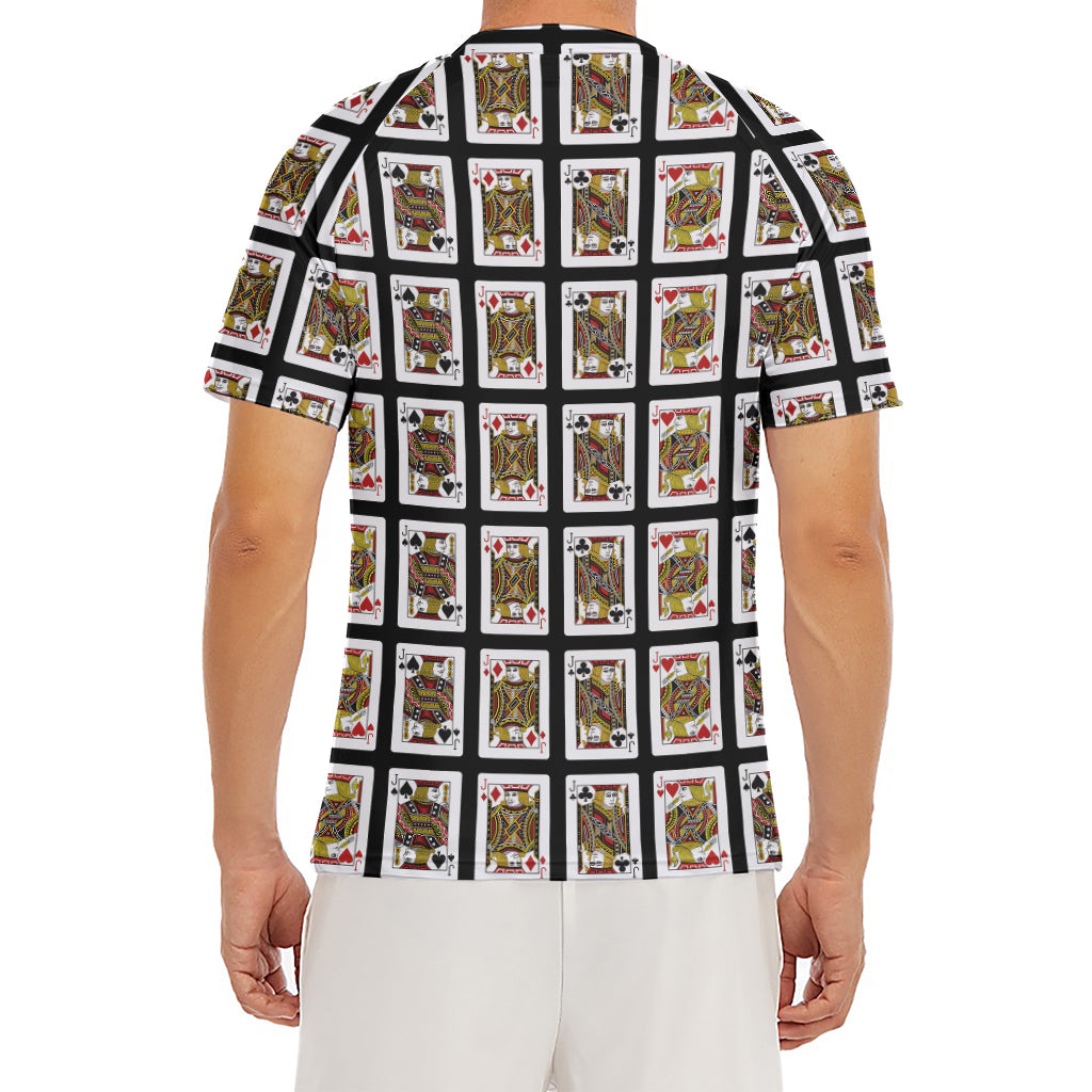 Four Jacks Playing Cards Pattern Print Men's Short Sleeve Rash Guard
