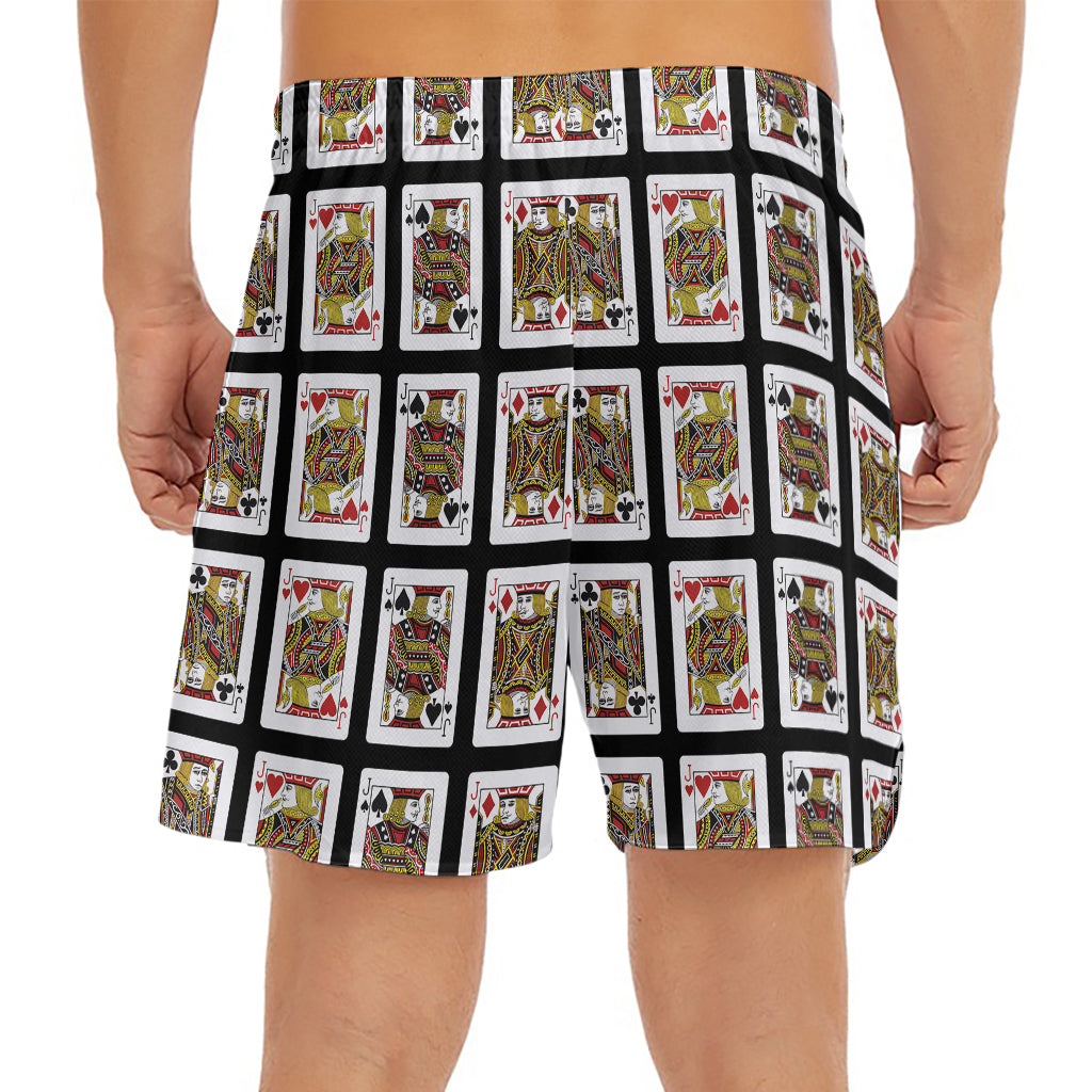 Four Jacks Playing Cards Pattern Print Men's Split Running Shorts