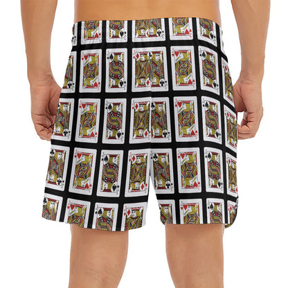 Four Jacks Playing Cards Pattern Print Men's Split Running Shorts