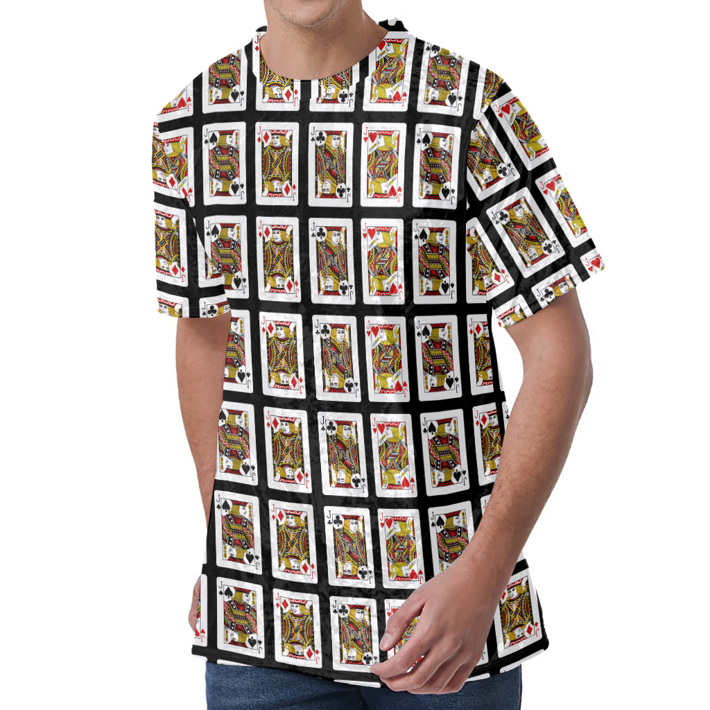 Four Jacks Playing Cards Pattern Print Men's Velvet T-Shirt