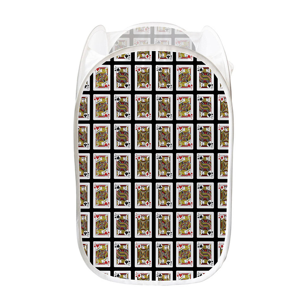 Four Jacks Playing Cards Pattern Print Mesh Laundry Hamper