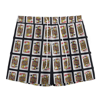 Four Jacks Playing Cards Pattern Print Mesh Shorts