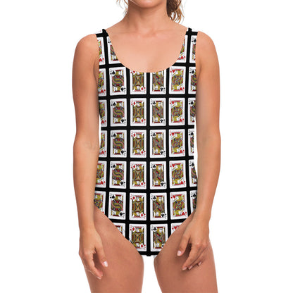 Four Jacks Playing Cards Pattern Print One Piece Swimsuit