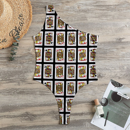 Four Jacks Playing Cards Pattern Print One Shoulder Bodysuit