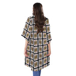 Four Jacks Playing Cards Pattern Print Open Front Beach Cover Up
