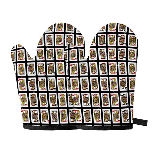 Four Jacks Playing Cards Pattern Print Oven Mitts