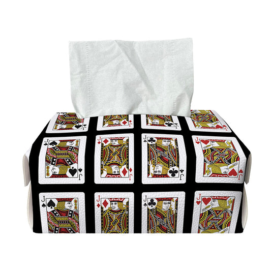 Four Jacks Playing Cards Pattern Print Rectangle Tissue Box Cover