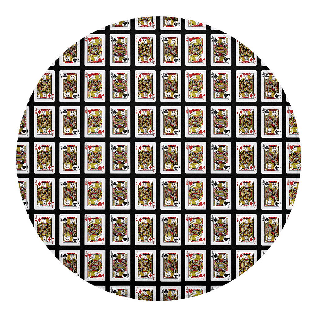 Four Jacks Playing Cards Pattern Print Round Blanket
