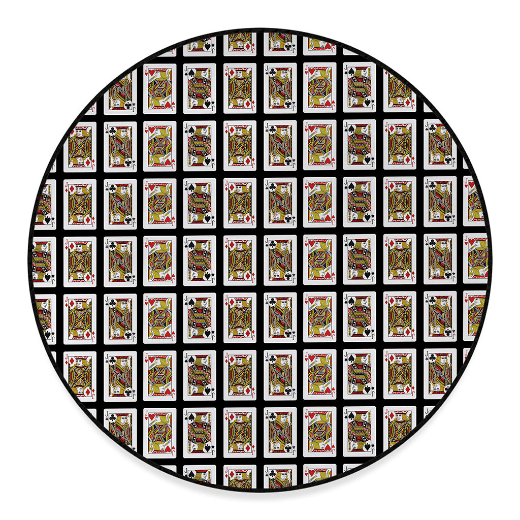 Four Jacks Playing Cards Pattern Print Round Floor Mat