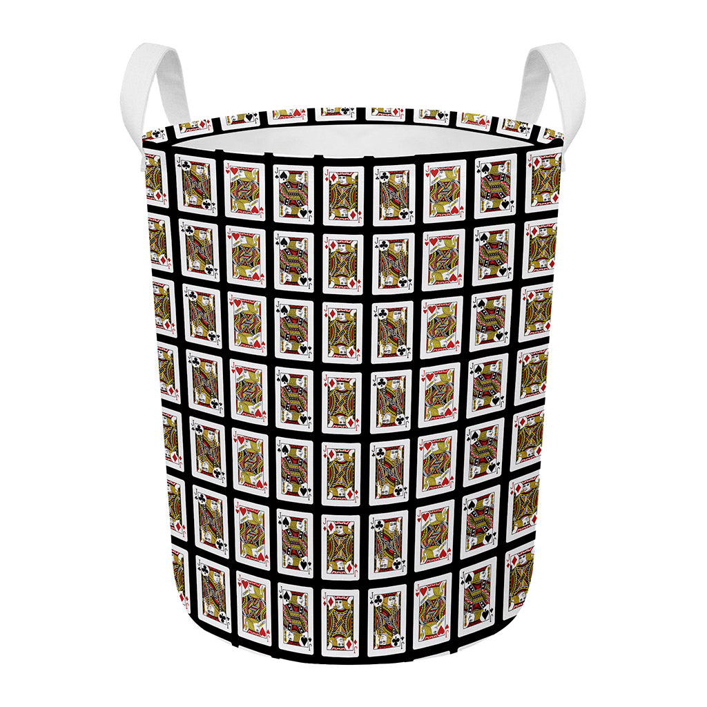 Four Jacks Playing Cards Pattern Print Round Laundry Basket