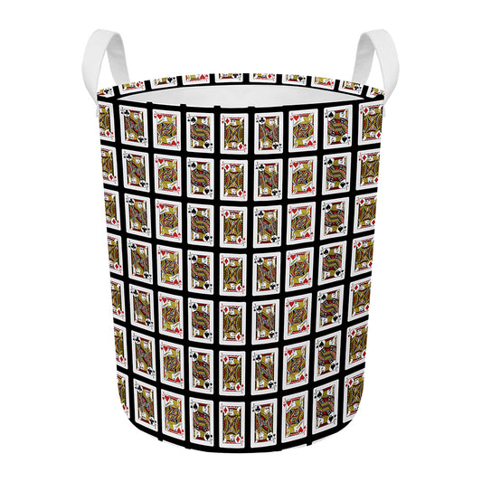 Four Jacks Playing Cards Pattern Print Round Laundry Basket