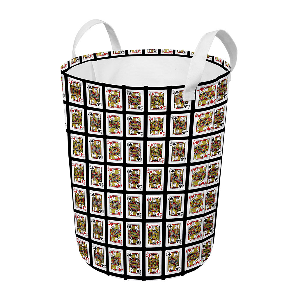 Four Jacks Playing Cards Pattern Print Round Laundry Basket