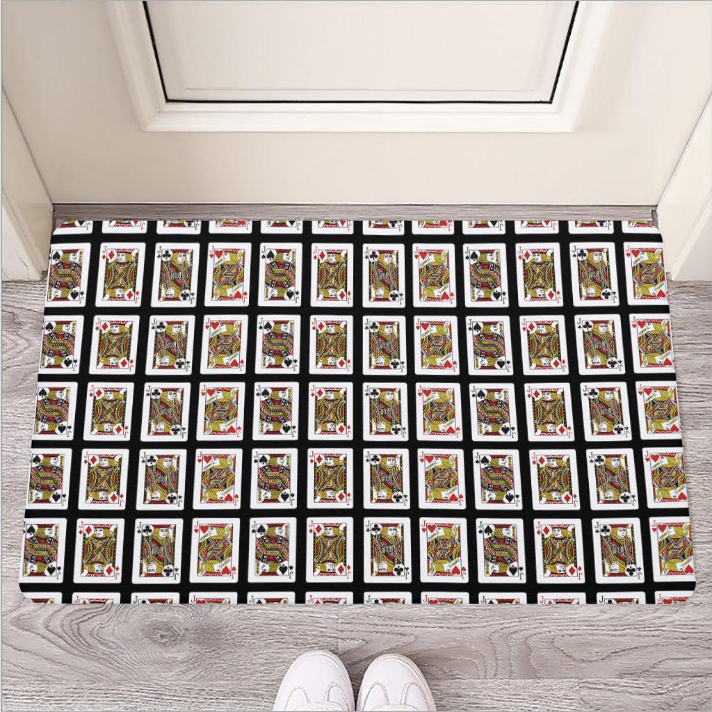 Four Jacks Playing Cards Pattern Print Rubber Doormat