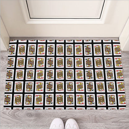 Four Jacks Playing Cards Pattern Print Rubber Doormat