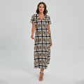 Four Jacks Playing Cards Pattern Print Short Sleeve Maxi Dress
