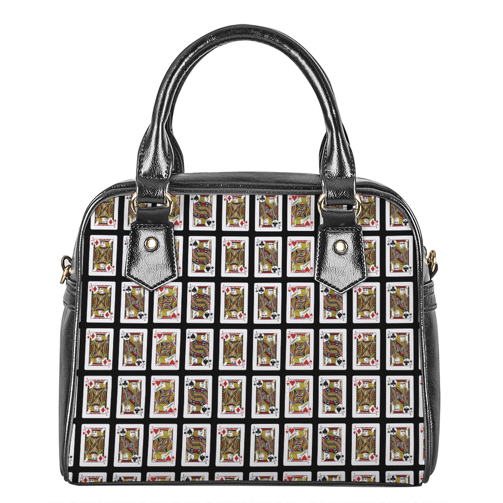 Four Jacks Playing Cards Pattern Print Shoulder Handbag