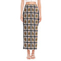 Four Jacks Playing Cards Pattern Print Side Slit Maxi Skirt